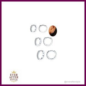 Sterling Silver Moissanite Huggie Hoop Earrings Set Hypoallergenic Elegant